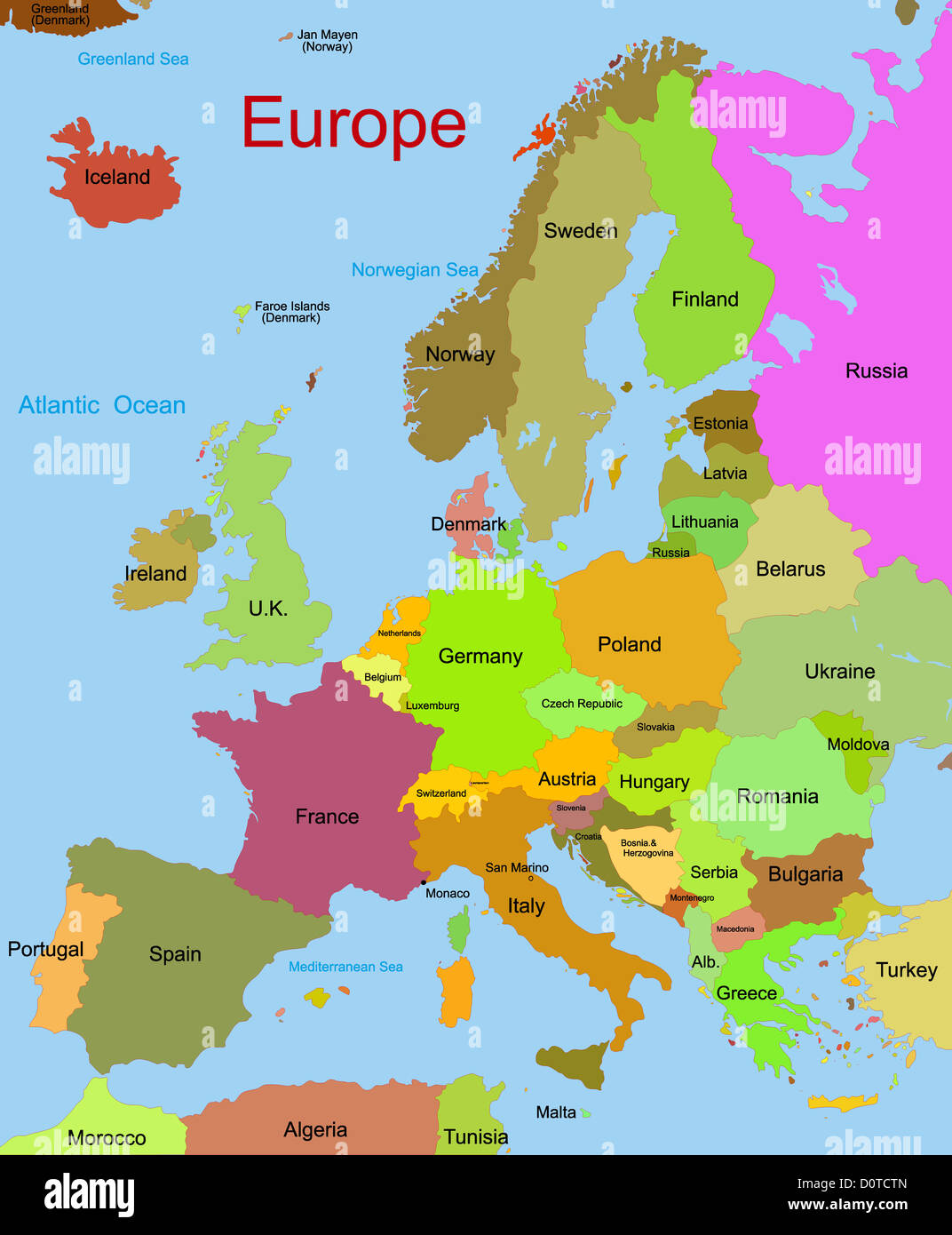 Mapa de continente europeo Fotografía de stock - Alamy