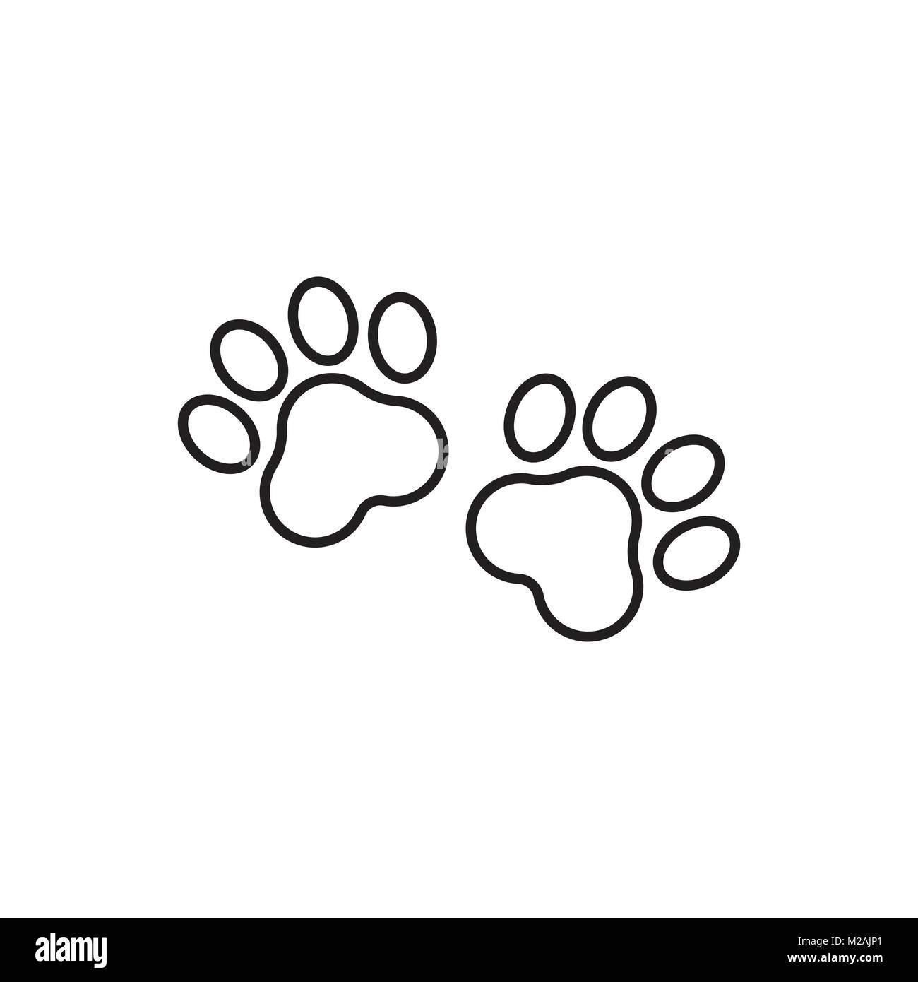 Icono de vector de huella en el estilo de línea. El perro o gato